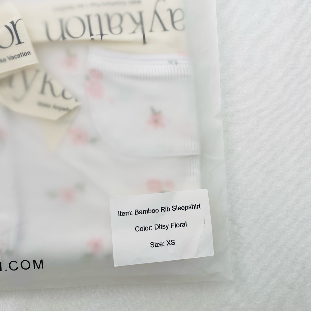 NWT StayKation Bamboo Ribbed PJ Floral Sleepshirt / Lounge Dress Size XS - Picture 7 of 7